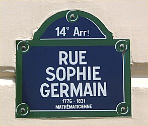 Plaque at Rue Sophie Germain